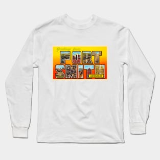 Greetings from Fort Smith Arkansas, Vintage Large Letter Postcard Long Sleeve T-Shirt